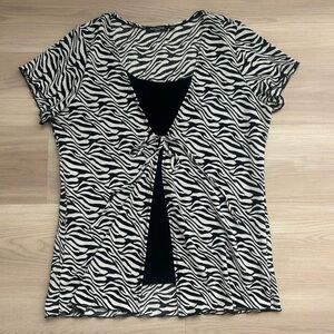 Y2K Notations Black and White Zebra Print Short Sleeve Top